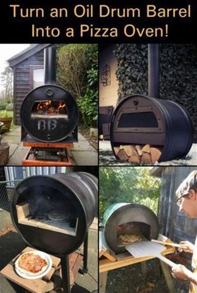 A great barrel oven from an oil drum!