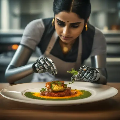 Indian female Ai Robot cooking