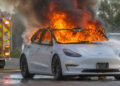 Electric vehicle fire compared with gasoline car safety risk