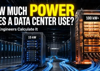 Side by side comparison of a standard 15 kW server rack and an AI GPU rack drawing over 100 kW inside a modern data center