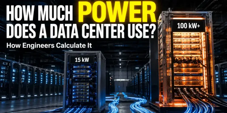 Side by side comparison of a standard 15 kW server rack and an AI GPU rack drawing over 100 kW inside a modern data center